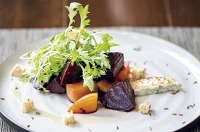 Dining-room-Beet-Salad-candied-caraway-rye-bonne-bouche-mizuna-honey