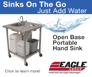Eagle Group Open Base Portable Hand Sinks. Sinks on the go, just add water. Click to learn more!